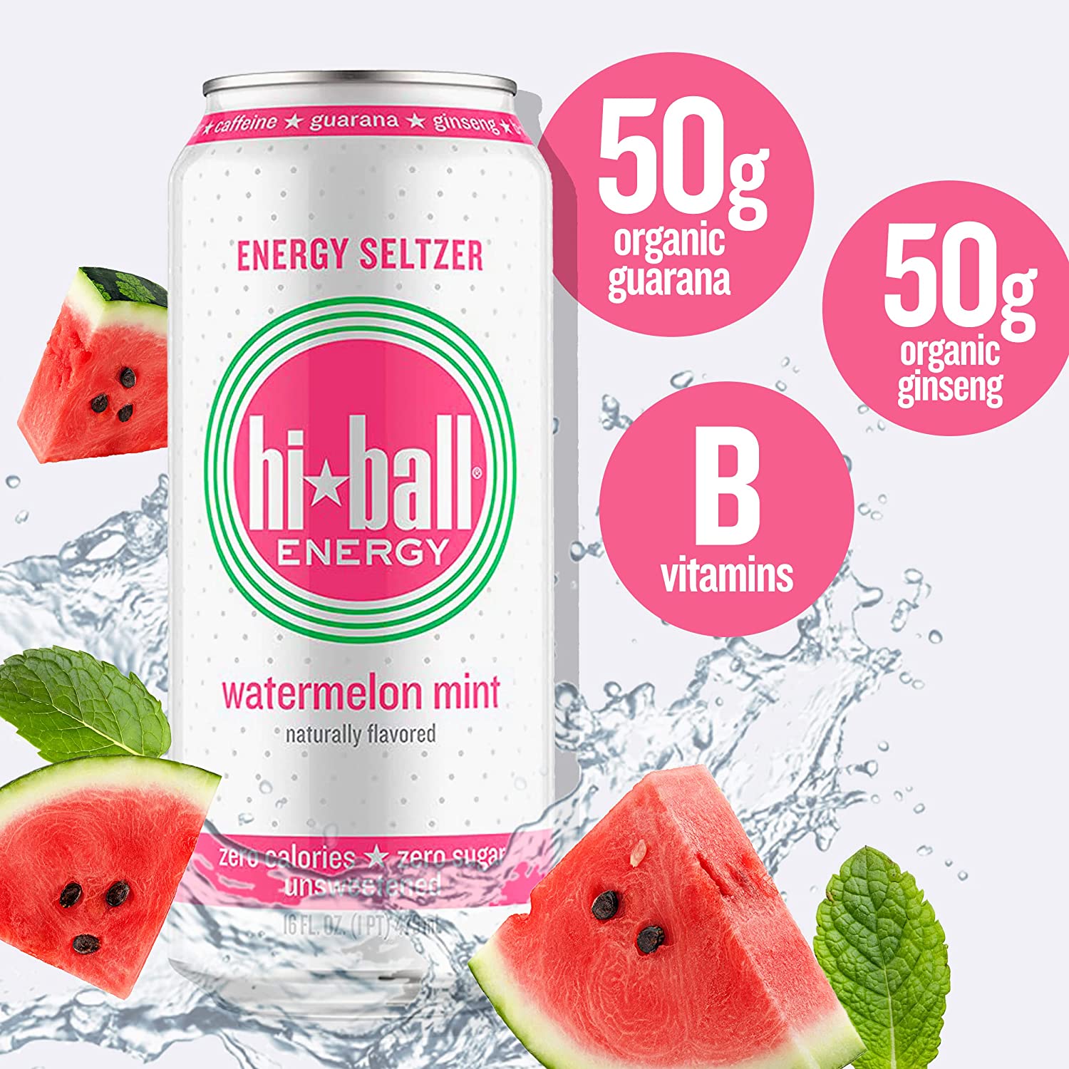 Hiball Energy Seltzer Water, Caffeinated Sparkling Water Made with Vitamin B12 and Vitamin B6, Sugar Free (8 pack of 16 Fl Oz), Grapefruit - Image 2